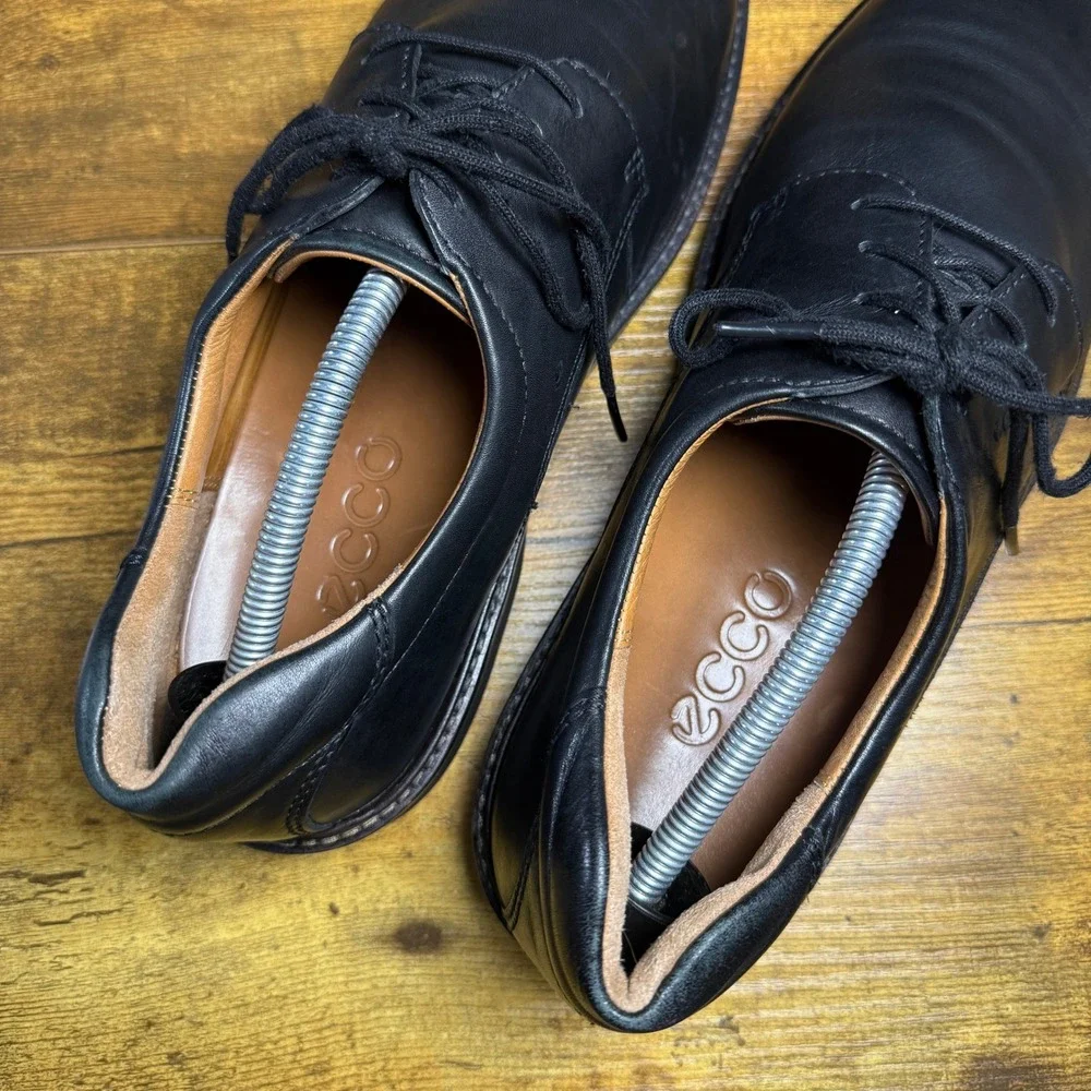 ECCO Helsinki Black Leather Plain Toe‎ Oxford Shoes Mens EU 41 US 7-7.5